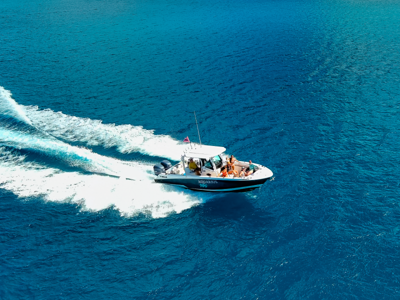 6 Guests aboard Seas the Day Charters USVI fast powerboart MV Aquarius